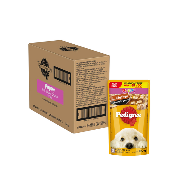 Pedigree Chicken Chunks in Gravy Pouch Puppy Dog Wet Food (130g)