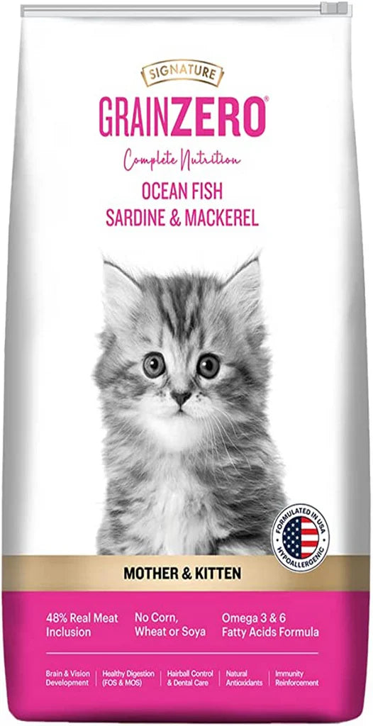 Signature Grain Zero Ocean Fish, Sardine and Mackerel Mother and Kitten Cat Dry Food